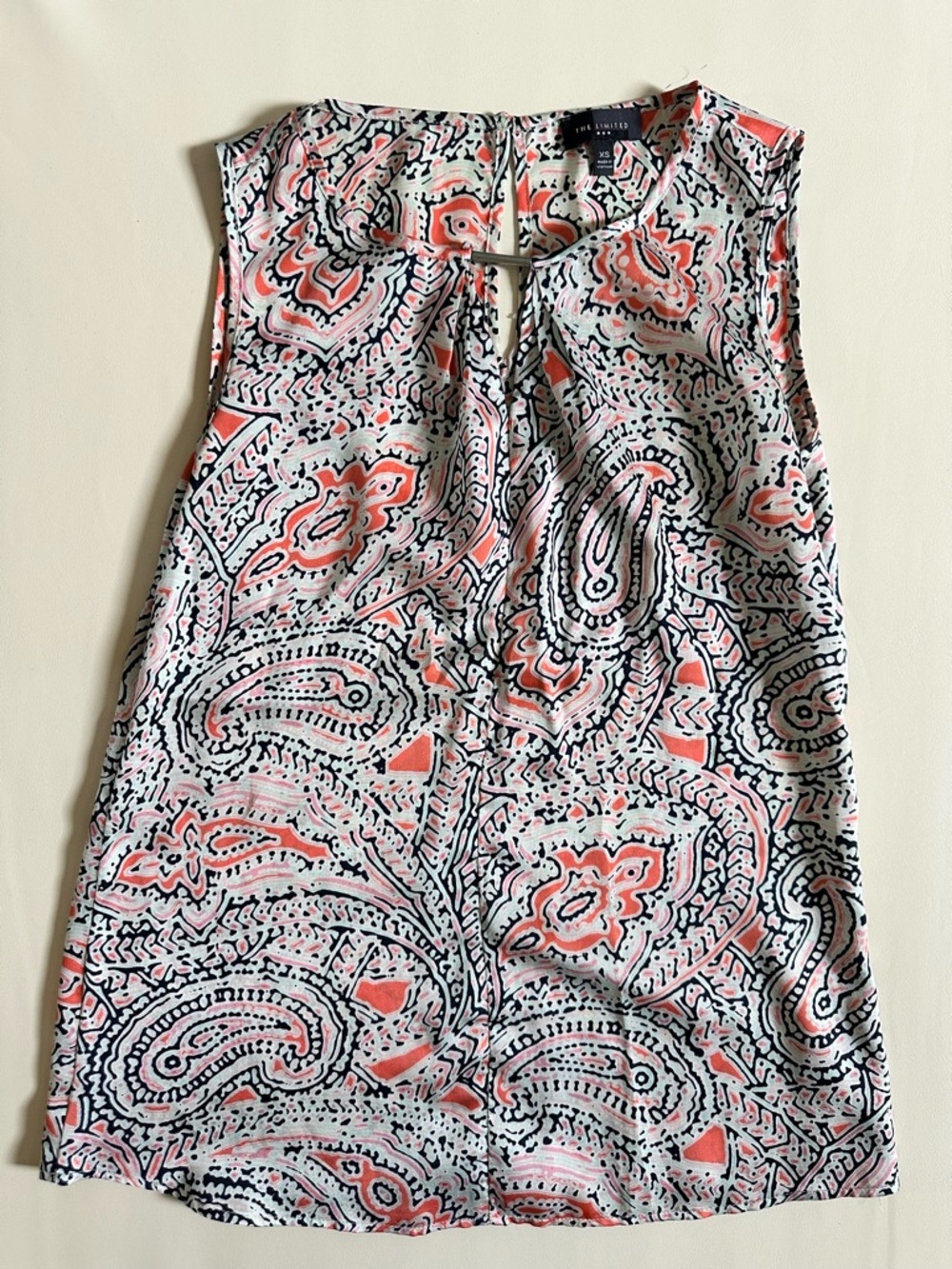 The Limited Parsley Abstract Print Tank in Coral, White & Navy